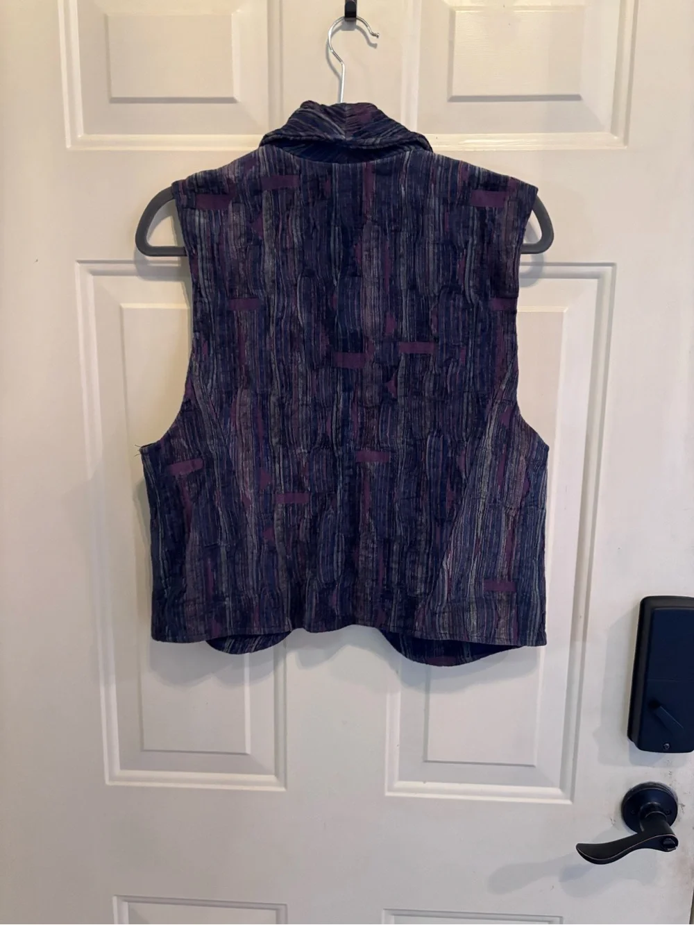 Longhorn River Western Wear Textured Open-Front Vest - Purple and Blue